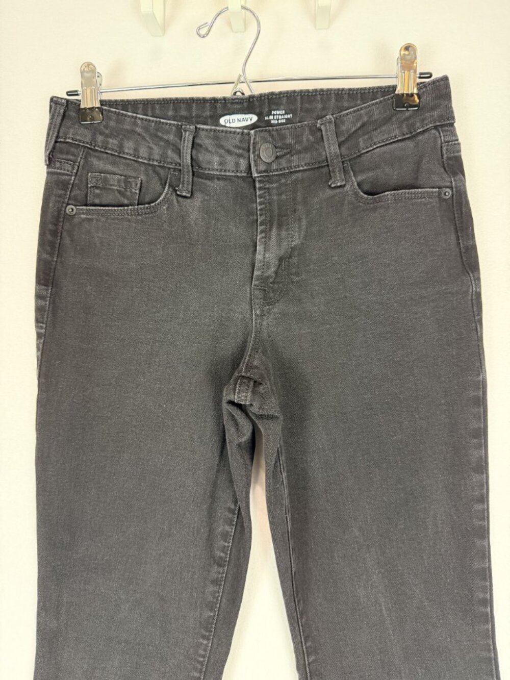 Old Navy Power Slim Straight Jeans Womens Size 4 Mid Rise Black Stretch Denim - Picture 6 of 13
